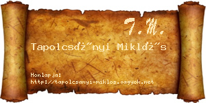 Tapolcsányi Miklós névjegykártya